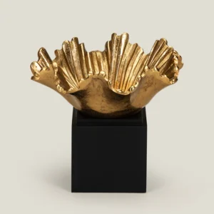 Bloomy Gold & Black Metal Candle Holder