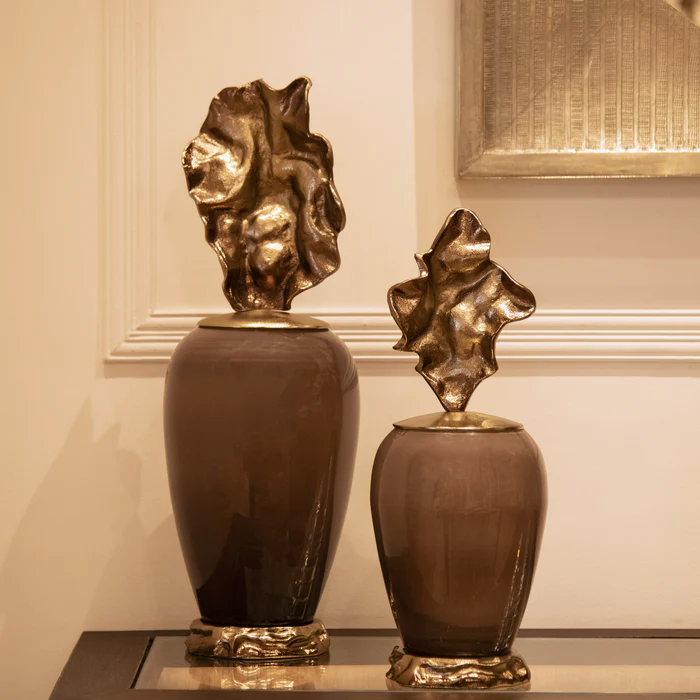 Eternity Brown & Gold Metal & Glass Decor Jar Large - Image 2