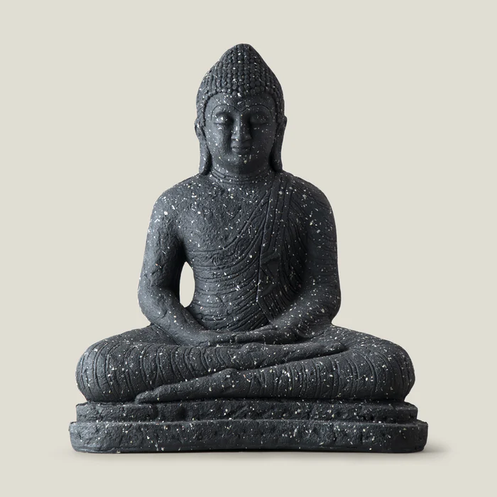 Meditating Buddha Black Resin Sculpture