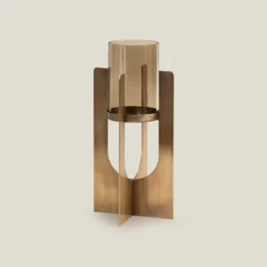 Anthea Gold Iron & Glass Candle Holder Small