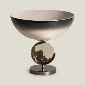 Crescent Olive Green & Aged Brass Glass & Metal