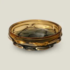 Eclipse Amber & Black Glass Decor Platter