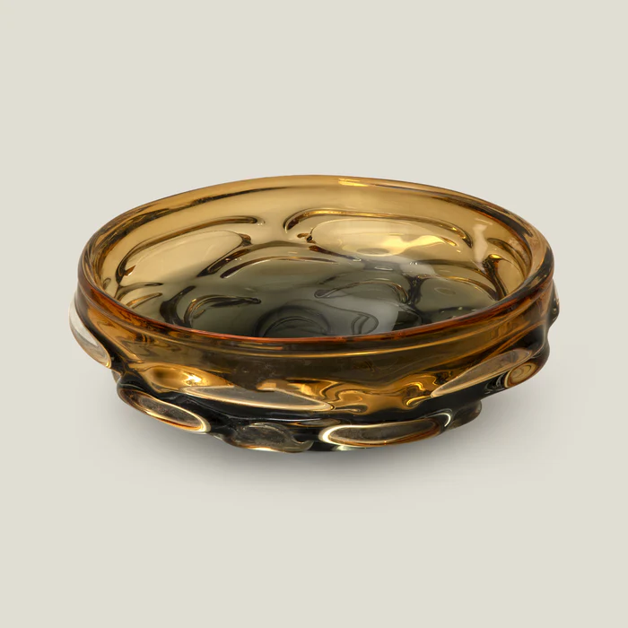 Eclipse Amber & Black Glass Decor Platter