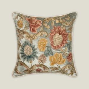 Emma Light Green Emb. Velvet Cushion Cover