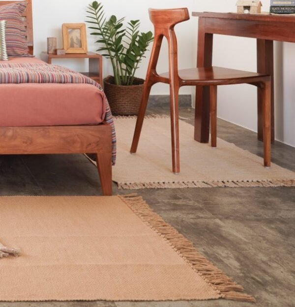 Handwoven Cotton & Jute Rug – Tan Brown