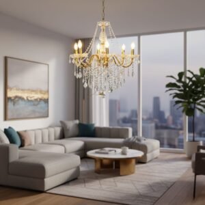 Averly 6-Light Crystal Chandelier - Gold