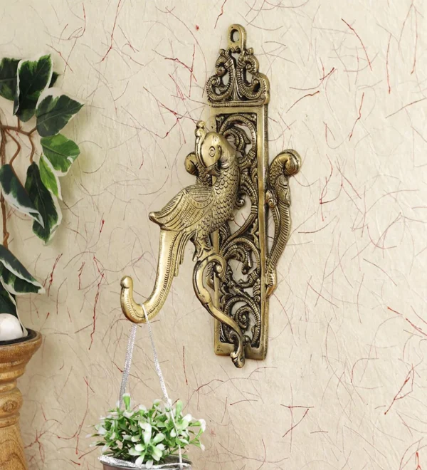 Bird Design Golden Brass Wall Hanging