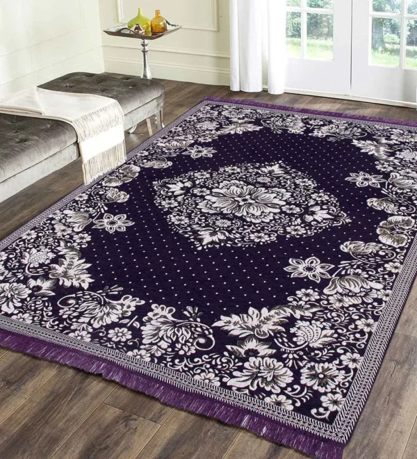 Purple Persian Chenille 4 ft x 6 ft Machine-Made Carpe