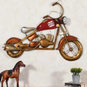 Brown Metal Big Wall Hanging Bike Showpiece with LED