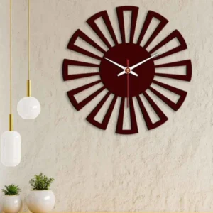 Cart Wheel Shape Brown Wood MDF Wall Clock