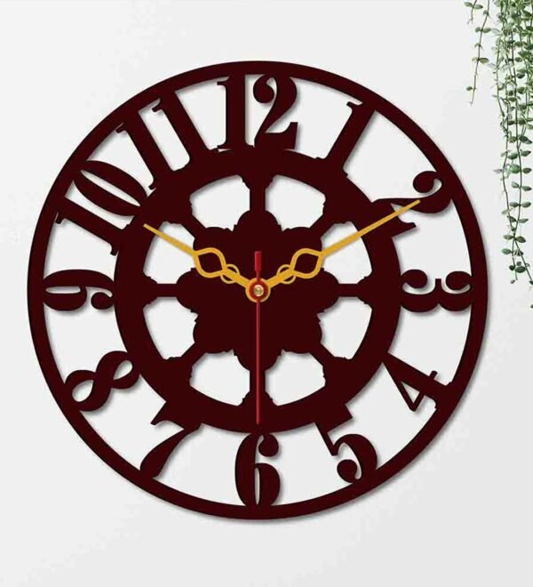 Classic Style Black Wood MDF Wall Clock - Image 2