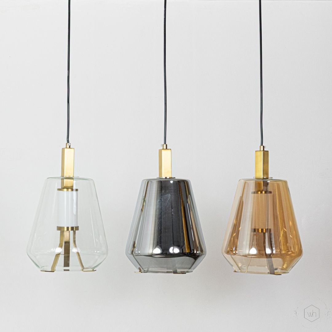 Deco Faceted LED Bell Pendant Light - Amber - Image 4