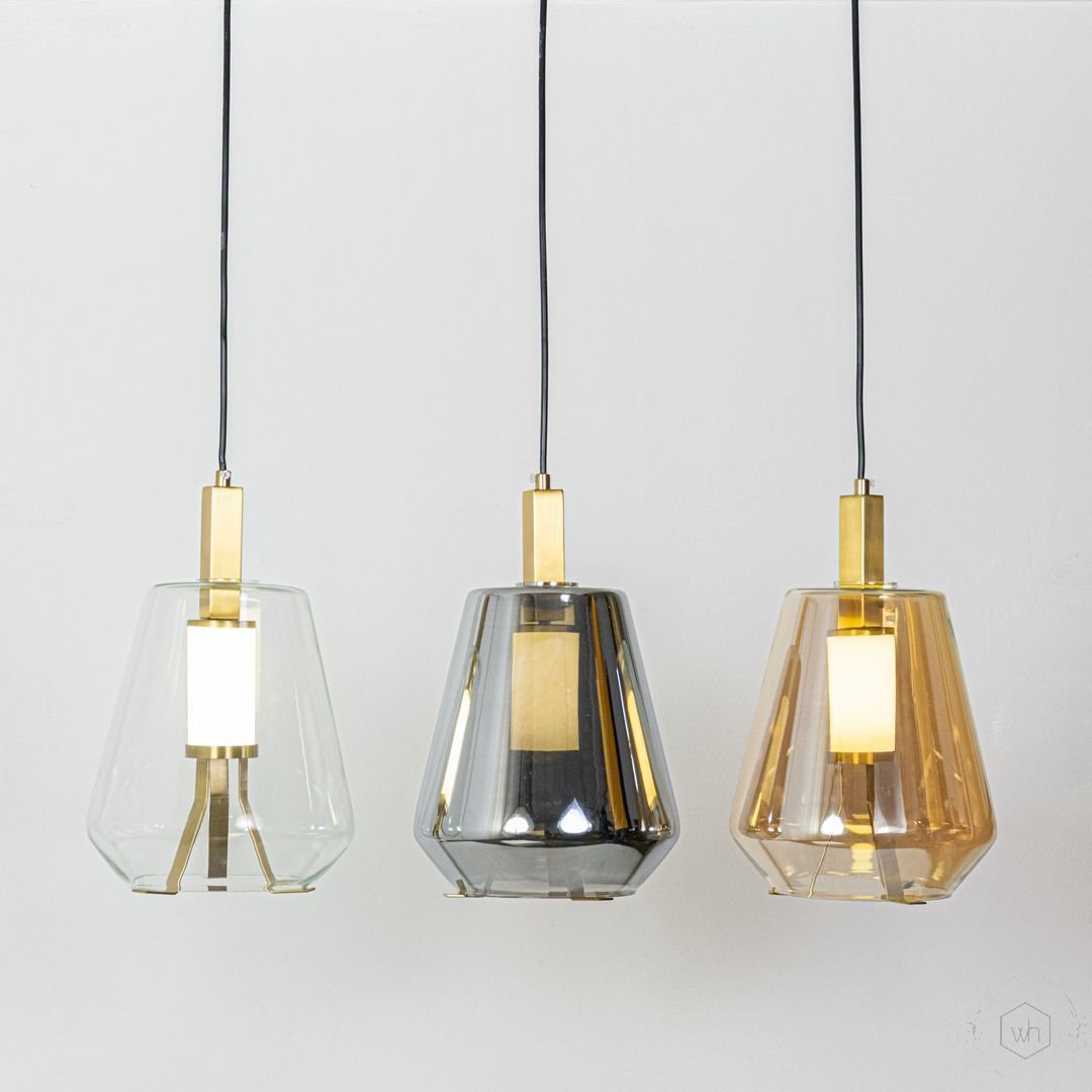 Deco Faceted LED Bell Pendant Light - Amber - Image 3