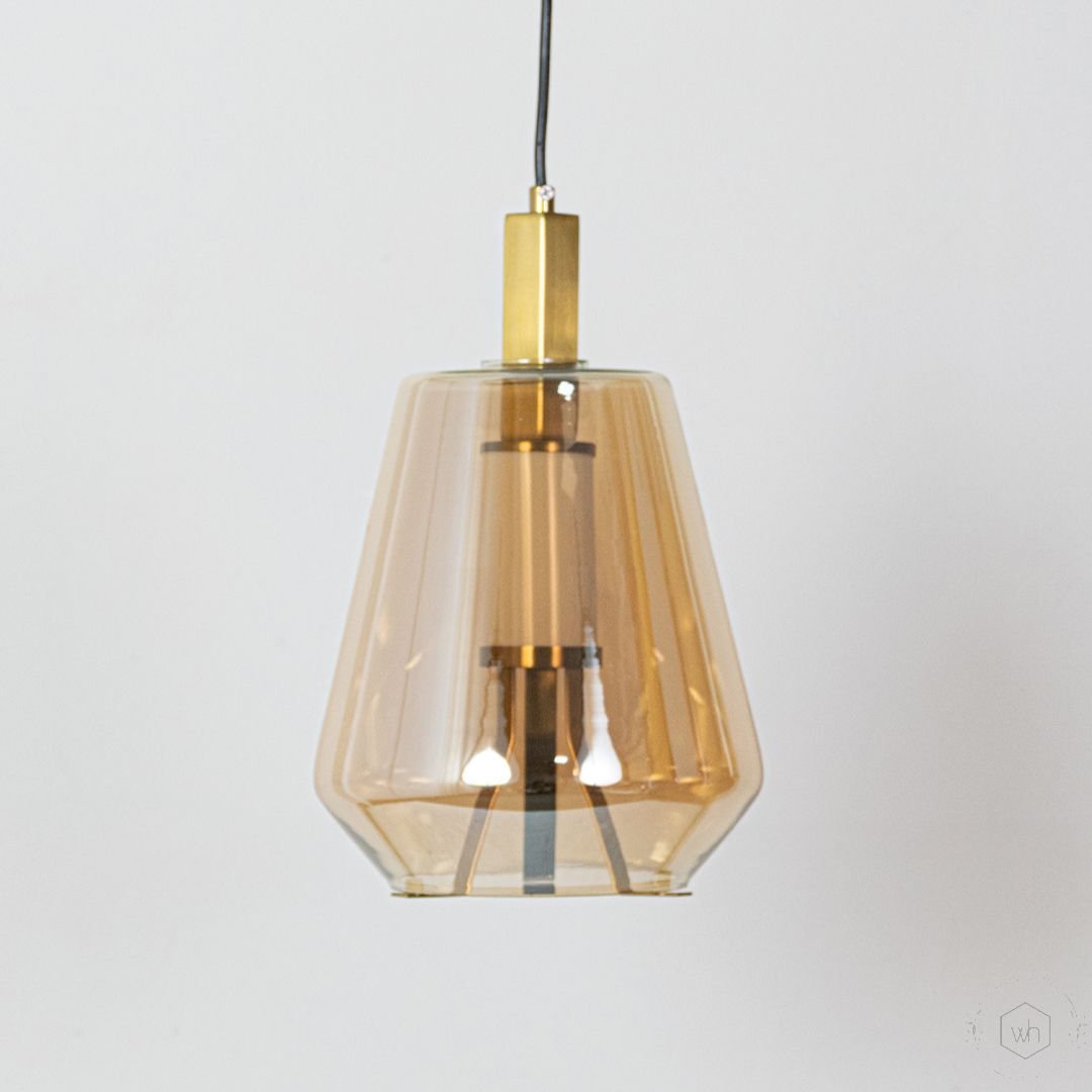 Deco Faceted LED Bell Pendant Light - Amber - Image 2