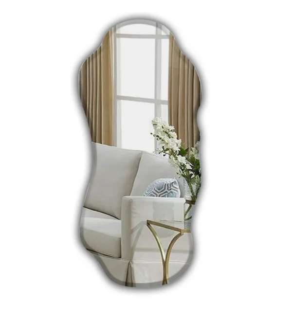 Frameless Rectangular Blob Beveled Wall Mirror - Image 3