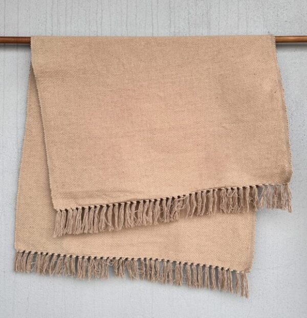 Handwoven Cotton & Jute Rug – Tan Brown - Image 3