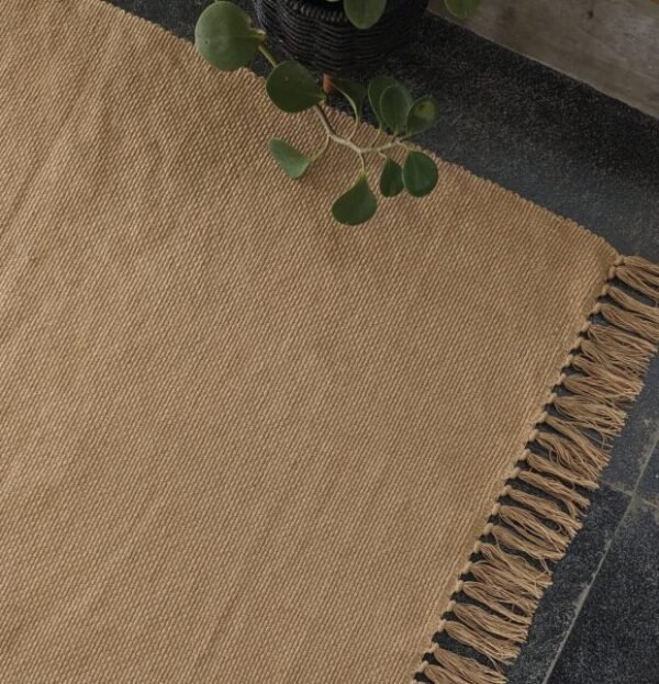 Handwoven Cotton & Jute Rug – Tan Brown - Image 2