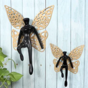 Hanging Men Black Aluminium Set of 2 Wall Art