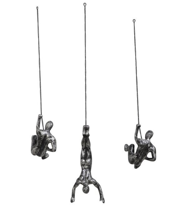 Hanging Men Grey Aluminium Set of 3 Wall Art - Image 3