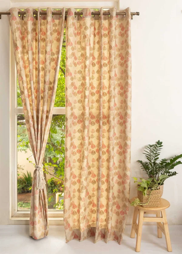 Indian Shimmer Printed Cotton Curtain for Windows