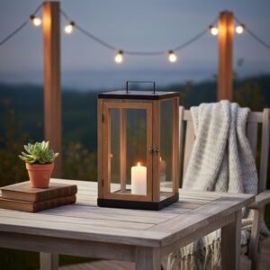 Ira Wooden Lantern - Brown