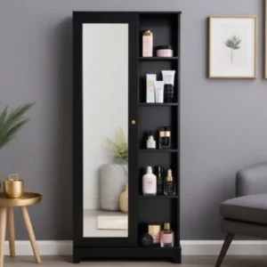 Dresser In Wenge Finish With Hidden Mirror Storage