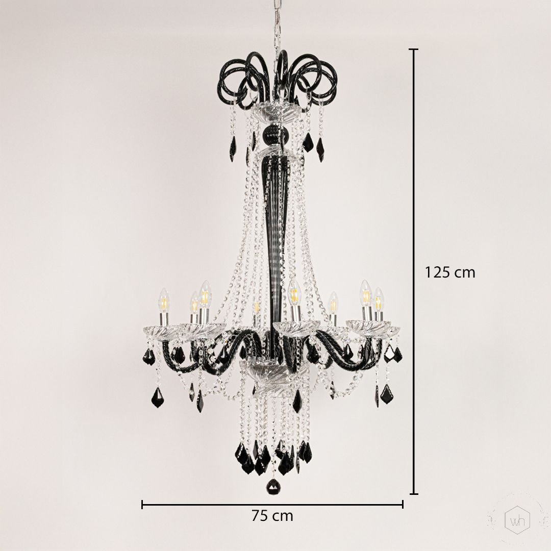 Noir Royal Crystal Chandelier - Black - Image 6