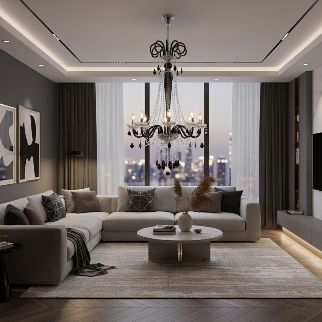 Noir Royal Crystal Chandelier - Black