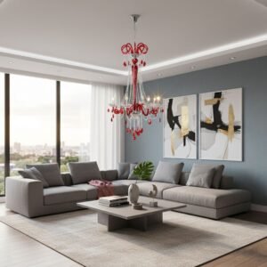 Noir Royal Crystal Chandelier - Red