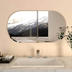 Frameless Beveled Capsule-Shaped Wall Mirror